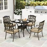 Five Piece Cast Aluminium Garden Dining Set Bronze Tone by Outsunny