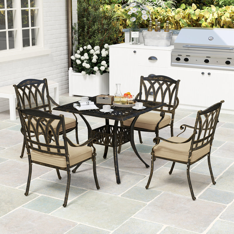 Five Piece Cast Aluminium Garden Dining Set Bronze Tone by Outsunny