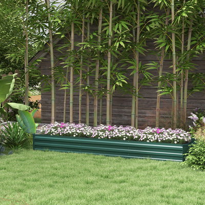 Galvanised Steel Raised Garden Bed 60 x 240cm With Open Bottom For Easy Drainage AOSOM