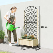 Wooden Raised Garden Planter with Trellis and Wheels for Privacy and Climbing Plants Natural Outsunny
