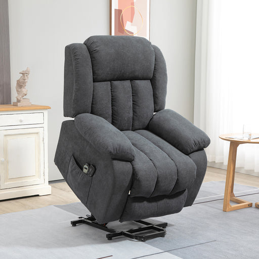 Large Recliner Chair With Lift Function And Massage For Elderly Comfort Dark Grey