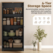 Tall Kitchen Storage Cabinet with 4 Shelves for Organised Worktops and Concealed Storage Black 80 x 48 x 172 cm Homcom