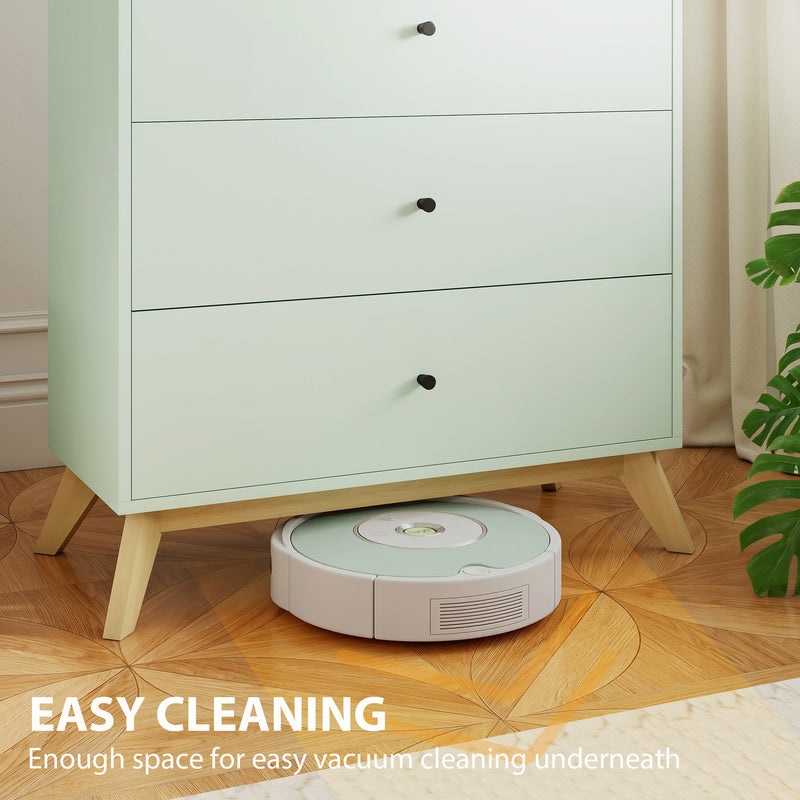 4 Drawer Bedroom Chest for Organised Clothes Storage with Easy Clean Surface Light Green Oak