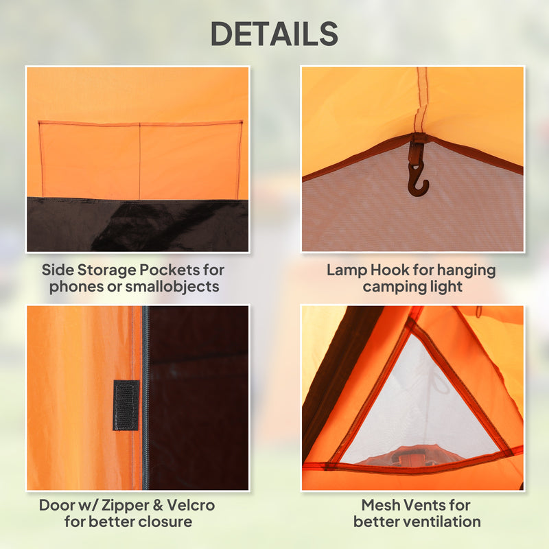 3 Person Camping Tent with Separate Porch for Extra Storage and Easy Access Orange