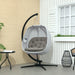 Hanging Egg Chair with Stand and Cushion for Garden Patio Balcony Sand Brown by Outsunny