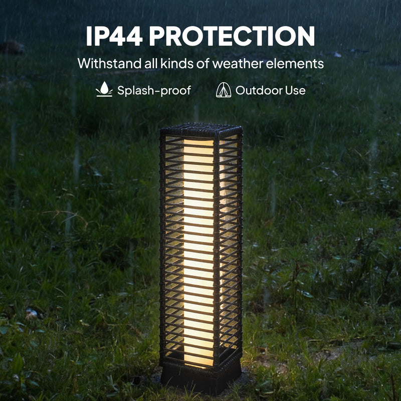 Solar Rattan Outdoor Lamp for Easy Automatic Garden Lighting Warm Glow Black Outsunny