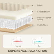 3 Seater Corduroy Sofa with Spring Cushion and Scatter Cushions for Living Room, Cream White