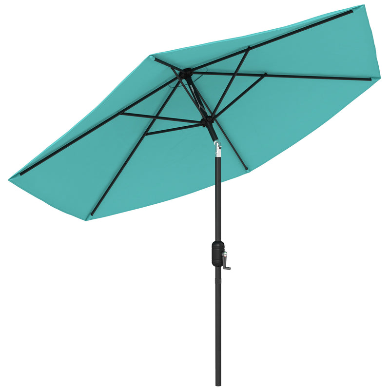 Garden Parasol Umbrella with Tilt and Crank for Garden or Patio Metal Pole UPF 30+ Protection Turquoise