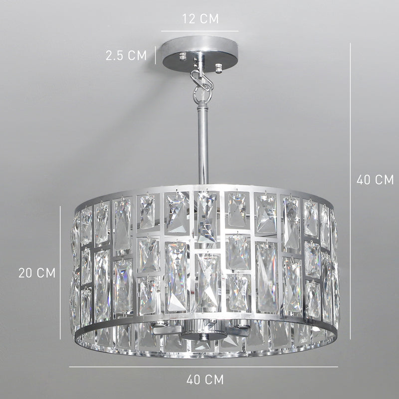 72 Inch Crystal Glass Chandelier Ceiling Light for Living Room or Hallway Silver Tone