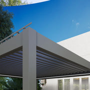 3 x 3m Aluminium Pergola with LED Lights Adjustable Electric Louvered Roof and Drainage by Outsunny