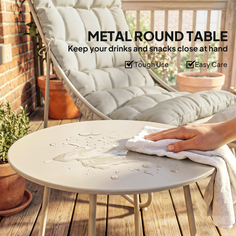 Garden Chair Set with Footstool and Side Table for Relaxing Outdoors Beige and Light Grey Outsunny