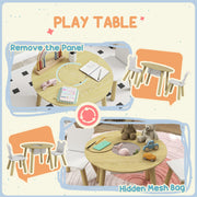 3 Piece Kids Activity Table Set with Mesh Storage and Bear Backrest by AIYAPLAY