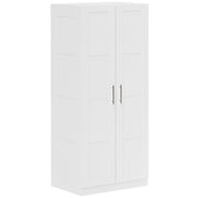 White Double Panelled Door Wardrobe With Shelves by HOMCOM