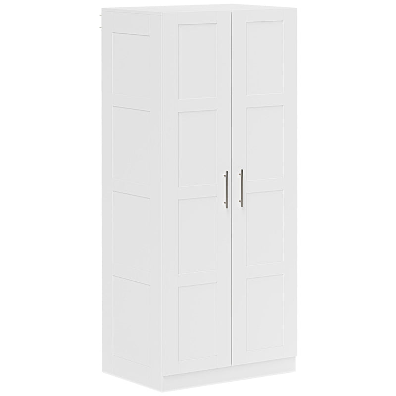 White Double Panelled Door Wardrobe With Shelves by HOMCOM