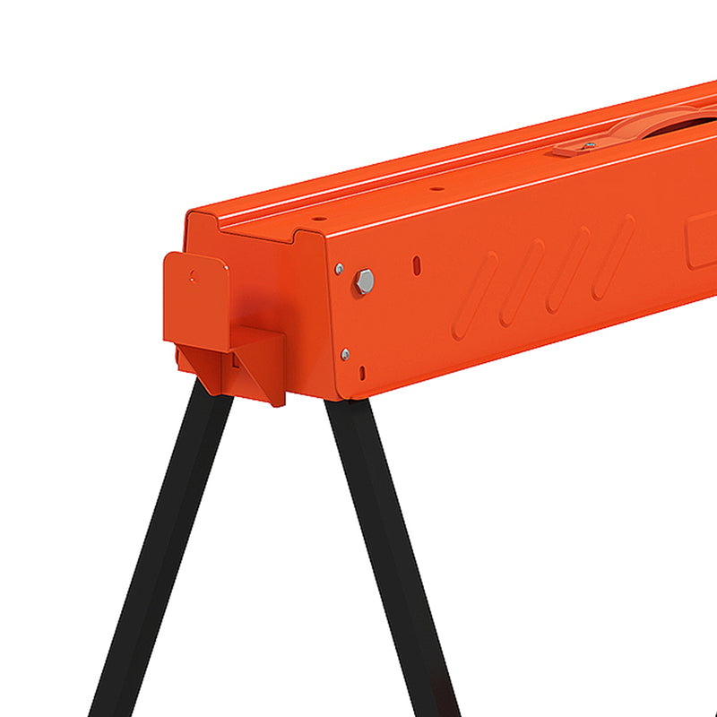 Adjustable Folding Sawhorse Pair for Stable DIY and Woodworking Support Orange Black