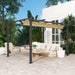 Khaki 3 x 4m Aluminium Pergola with Retractable Roof for Garden and Patio by Outsunny