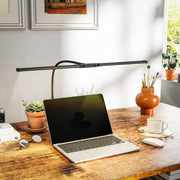 Black LED Clamp Desk Lamp With Double Head And Gooseneck For Office Or Study Use AOSOM