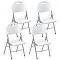 Set of Four Foldable Outdoor Chairs in White Lightweight and Compact by Outsunny