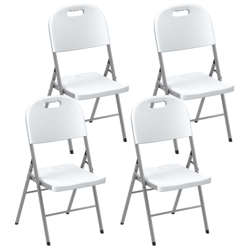 Set of Four Foldable Outdoor Chairs in White Lightweight and Compact by Outsunny