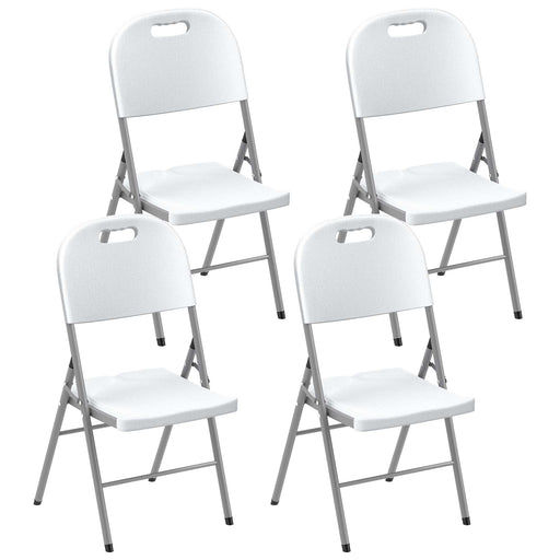 Set of Four Foldable Outdoor Chairs in White Lightweight and Compact by Outsunny
