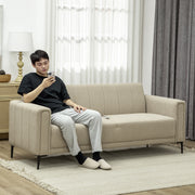 Khaki 3 Seater Fabric Sofa Upholstered Channel Tufted Couch for Living Room and Bedroom by HOMCOM