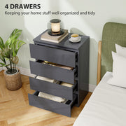 Modern 4 Drawer Chest of Drawers With High Gloss Finish For Bedroom Storage Grey AOSOM