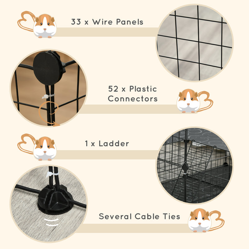 Large Metal Pet Playpen with Door for Guinea Pigs and Small Animals Indoor Use Black AOSOM