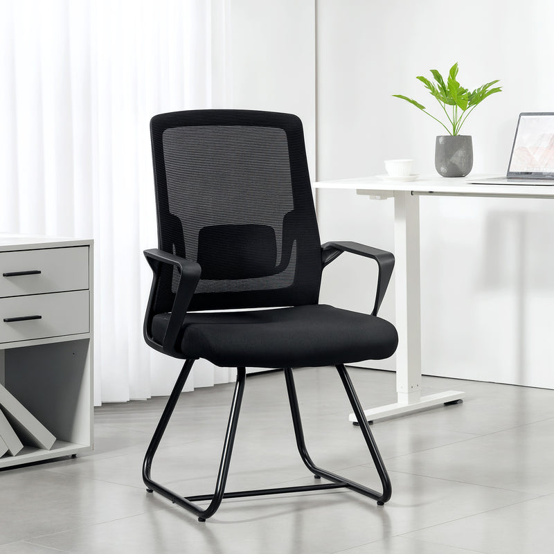 Ergonomic Office Chair with Lumbar Support and Breathable Mesh Back Black AOSOM