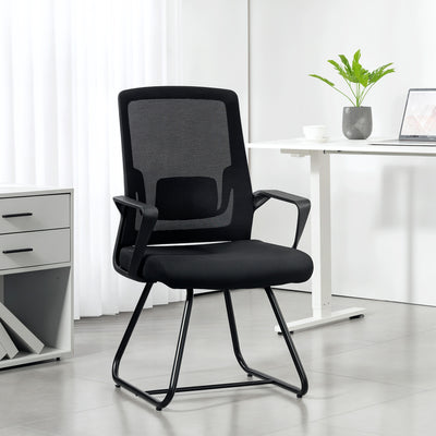 Ergonomic Office Chair with Lumbar Support and Breathable Mesh Back Black AOSOM