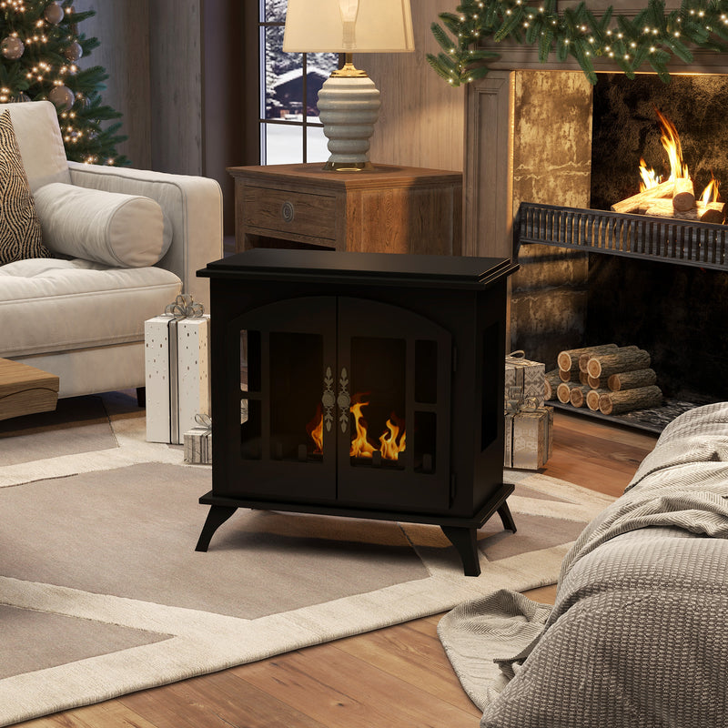 Freestanding Ethanol Fireplace for Clean Instant Room Heating Black