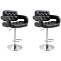 Set of 2 Swivel Bar Stools with Backrest and Armrest Height Adjustable for Kitchen Grey