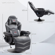 Grey Massage Recliner Chair with Remote Cup Holders and Lumbar Support by Homcom