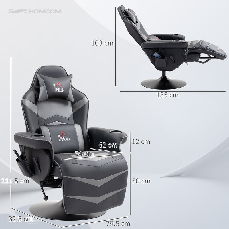 Grey Massage Recliner Chair with Remote Cup Holders and Lumbar Support by Homcom