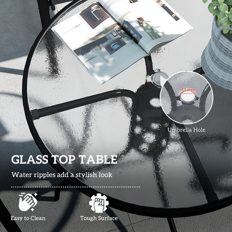 Five Piece Black Steel Patio Set with Glass Top Table by Outsunny