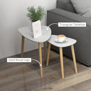 Set of 2 Nesting Coffee Tables with Solid Wood Legs Light Grey by HOMCOM