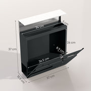 Wall Mounted Lockable Post Box with Viewing Window and Weatherproof Design in Charcoal Grey by HOMCOM