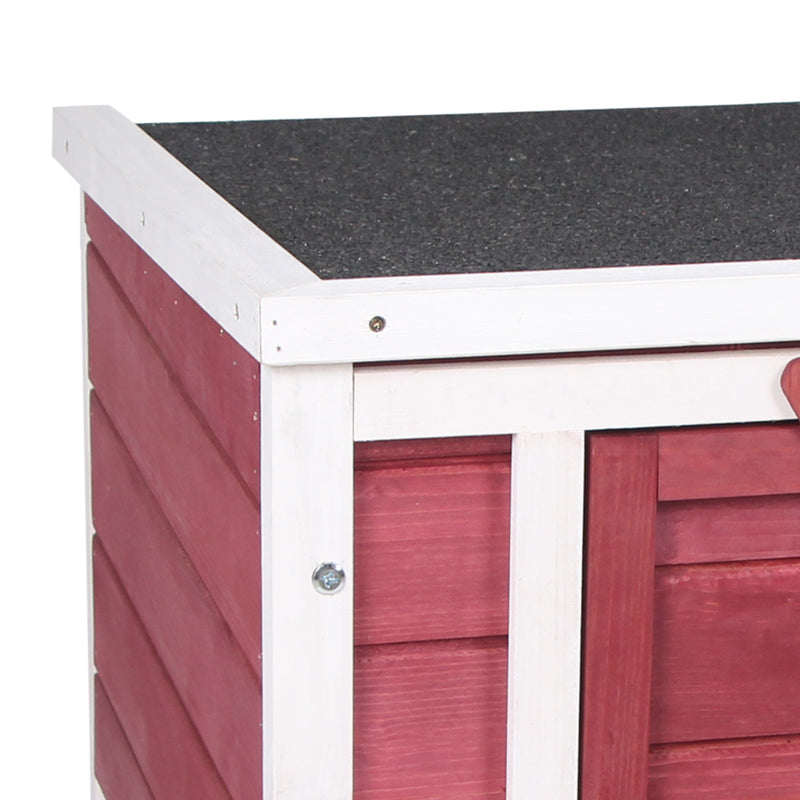 Wooden Rabbit Hutch with Run for Outdoor or Indoor Use Easy Access Design Red