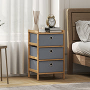 Slim Chest of Drawers for Small Bedrooms with 3 Fabric Storage Drawers Natural Finish AOSOM
