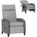 Light Grey Outdoor Recliner Chair with Adjustable Backrest Footrest Cushion and Side Tray by Outsunny