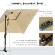 Khaki 3 x 3m Aluminium Square Sun Canopy with Adjustable Tilt Poles by Outsunny