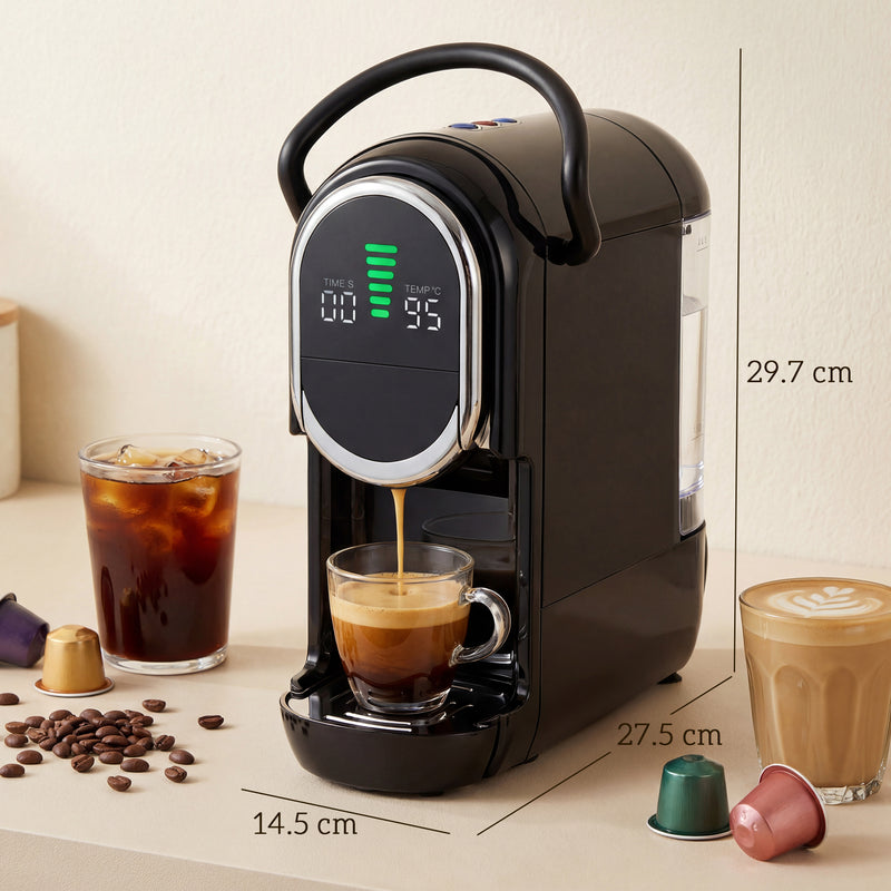 Coffee Machine for Pods and Ground Coffee Compact Easy Clean Black AOSOM