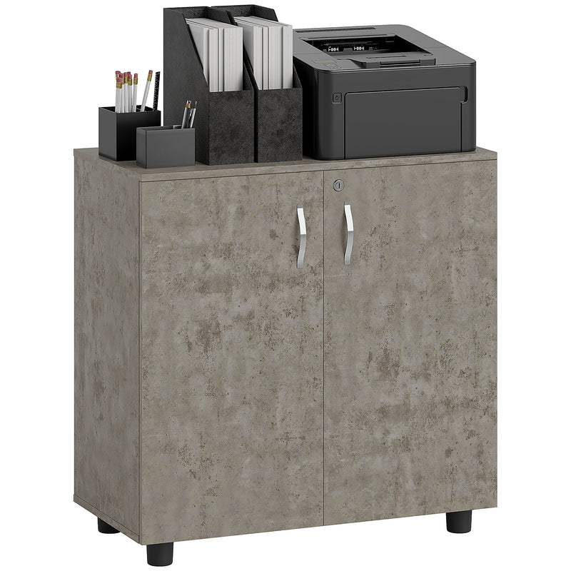 Grey Two Tier Locking Office Storage Cabinet with Shelves by Vinsetto