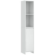 Slim Bathroom Storage Cabinet With Open Shelf For Small Spaces Freestanding, White