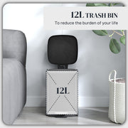 Black 12L Metal Kitchen Bin with Modern Boxy Design by HOMCOM