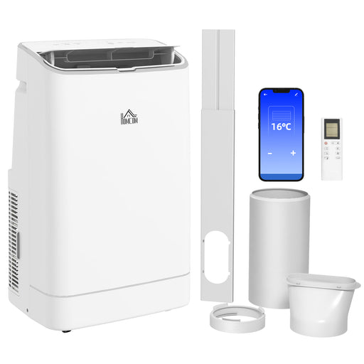 14000 BTU Smart Mobile Air Conditioner Heater and Dehumidifier with Timer, White