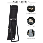 Free Standing Full Length Dressing Mirror with Wall Mount Option for Bedroom 154 cm, Black