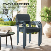 Set of 4 Stackable Rattan Effect Garden Chairs with Armrests Weather Resistant by Outsunny