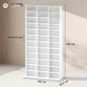 Tall CD Storage Cabinet with Adjustable Shelves Ideal for Home or Office Use Marble Effect