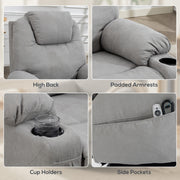 Riser Recliner Chair with Power Lift Massage and Heat for Easy Standing Light Grey AOSOM