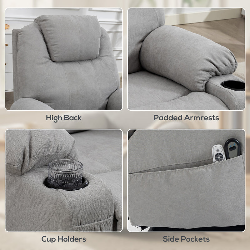 Riser Recliner Chair with Power Lift Massage and Heat for Easy Standing Light Grey AOSOM